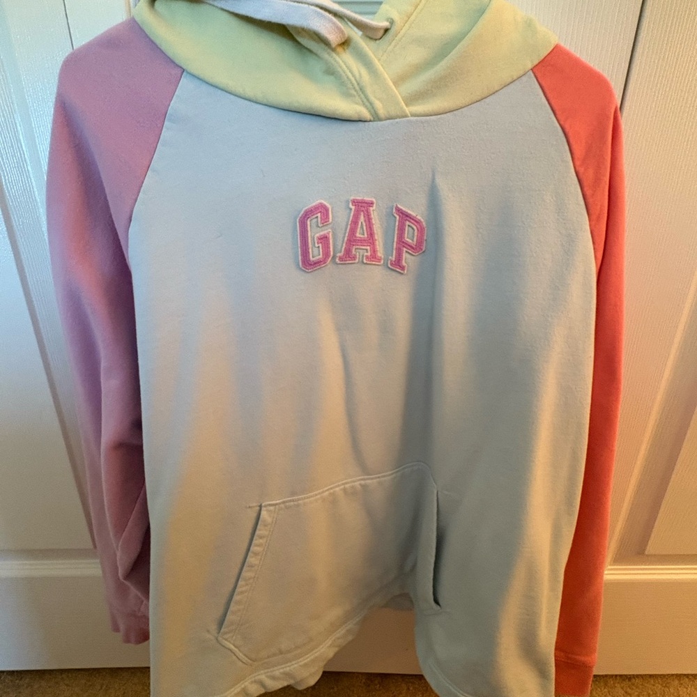 GAP Light Green Hoodie with Pink Accents